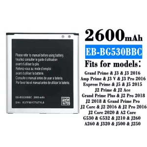 Battery EB-BG530BBC for Samsung J3/J3 2016/J3 Pro 2016/J5/J5 2015