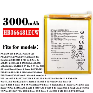 Battery HB366481ECW for HUAWEI P9 / P8 Lite 2017 / P9 Lite 2017 / Honor 8 Lite / Honor 7C /Enjoy 8 2018 / Honor 7A / 7A Pro / Honor 9 / Honor 6C Pro / Honor 5C / Honor 7 Lite 2016 / GT3 2016 / G9 / P20 mini