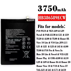 Battery HB386589ECW for HUAWEI P10 PLUS /Honor 8X / View 10 Lite / V10 Lite / P10 Pro / Nova 3a /Mate 20 Lite / Nova4  / Honor 8A / Honor 20 / Honor View 10 / V10 / Nova 5T