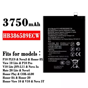 Battery HB386589ECW for HUAWEI P10 PLUS / Nova3 / Honor 8X / View 10 Lite / P10 Pro  / Nova 3a / Mate 20 Lite / Nova4  /Honor 8A / Honor 20 / Honor View 10 / Nova 5T