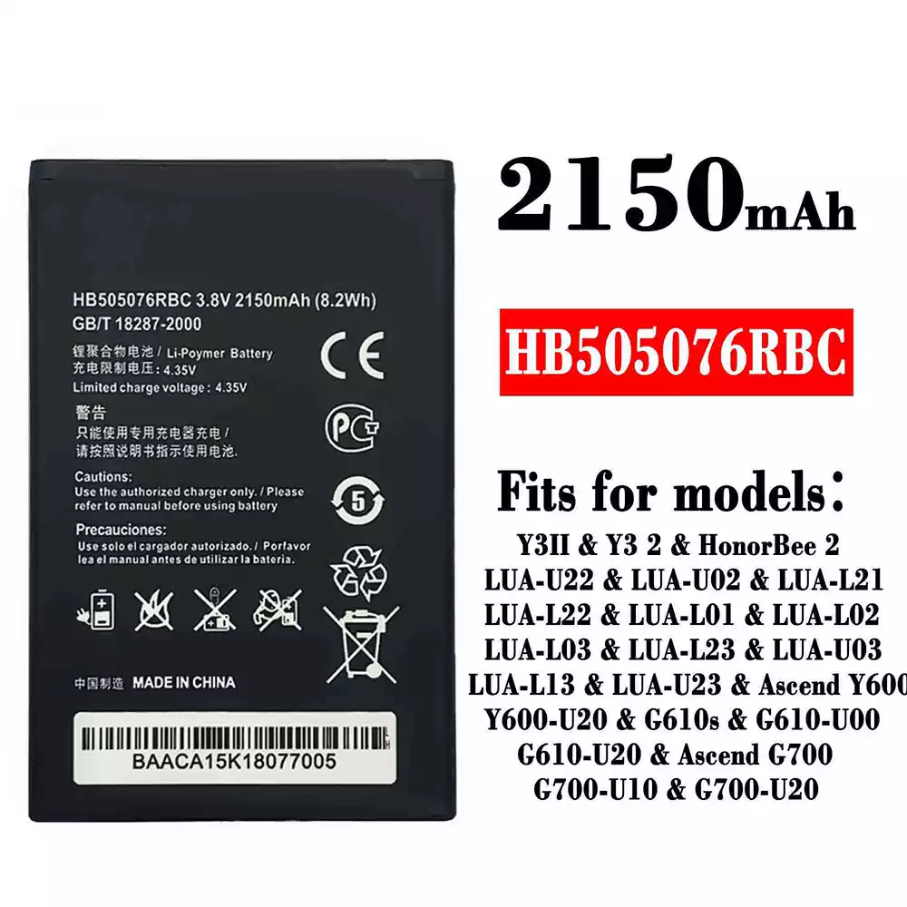 Battery HB505076RBC for HUAWEI Y3 2 / HonorBee 2 / Ascend Y600 / Ascend G700