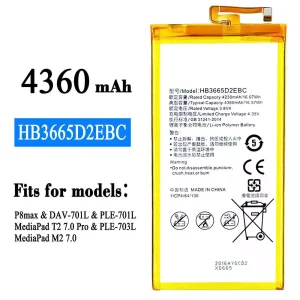 Battery HB3665D2EBC for HUAWEI P8 max