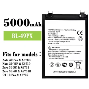 Battery BL-49PX for Infinix Note 30 Pro / Note 30 VIP / Zero 30 5G / Zero 30 4G / GT 10 Pro