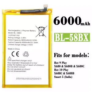Battery BL-58BX for Infinix Hot 9 Play /Hot 10 Play