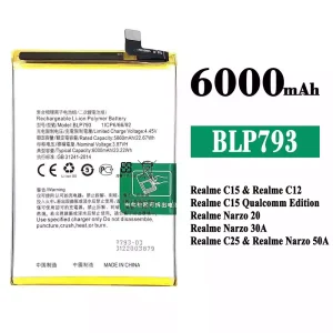 Battery BLP793 for OPPO Realme C15 / Realme C12 / Realme C25 / Realme Narzo 20 / Realme Narzo 30A / Realme Narzo 50A