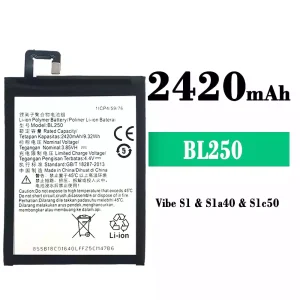 Battery BL250 for Lenovo Vibe S1/Sla40/Slc50