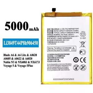 Battery Li3849T44P8h906450 for ZTE Blade A6/A6 Lite/Nubia N3/Voyage 5/Voyage 5 PLUS