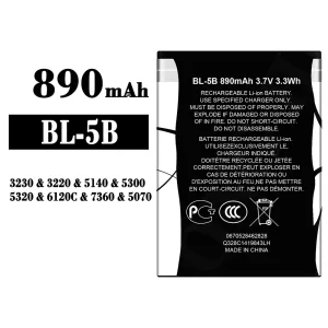 Battery BL-5B for Nokia 3230/3220/5140/5300/5320/7360/6120C/5070
